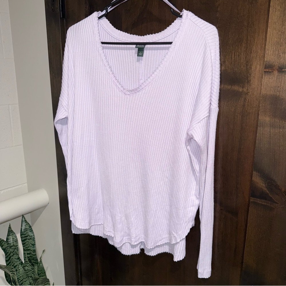 Women's Lavender purple Ribbed Top size S long sleeve oversized sweater NWOT